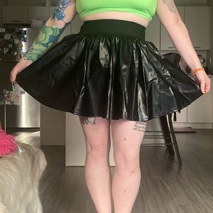 Leather Look Circle Skirt Size L